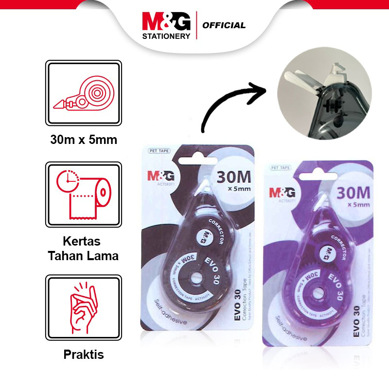 

M & G Correction Tape/nip Ex Kertas/Pita Panjang 30m x Lebar 5mm EVO 30