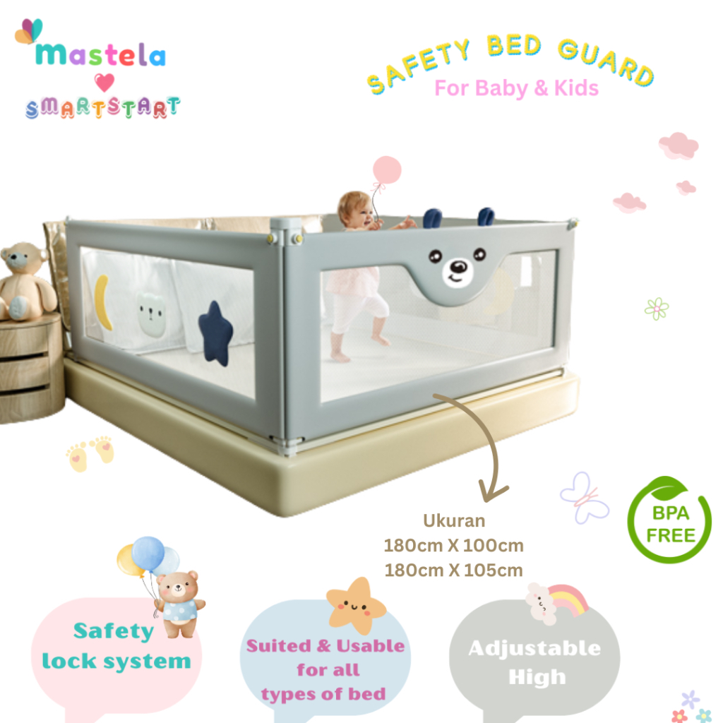 MASTELA Baby Bed Rail Safety Guard Bed Guard Rail Fence Pagar Pembatas Pengaman Pagar Kasur Bayi