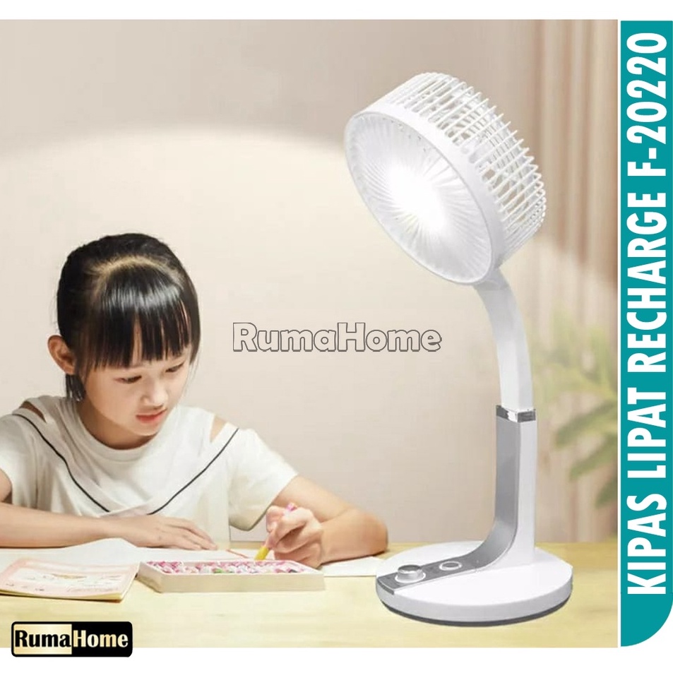 cd Kipas  lampu belajar F22 USB Fan Lipat Portable 7 dan bisa di charge ulang Diskon