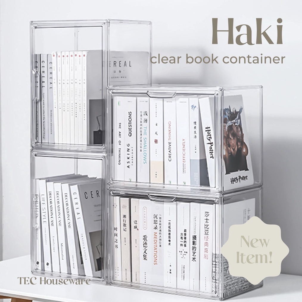 

GROSIR TECHAKI Transparent Acrylic Book Magazine Organizer Container Box Transparan Premium Berkualitas Kotak Penyimpanan Bening Akrilik Organiser Estetik Storage Box Serbaguna Penutup