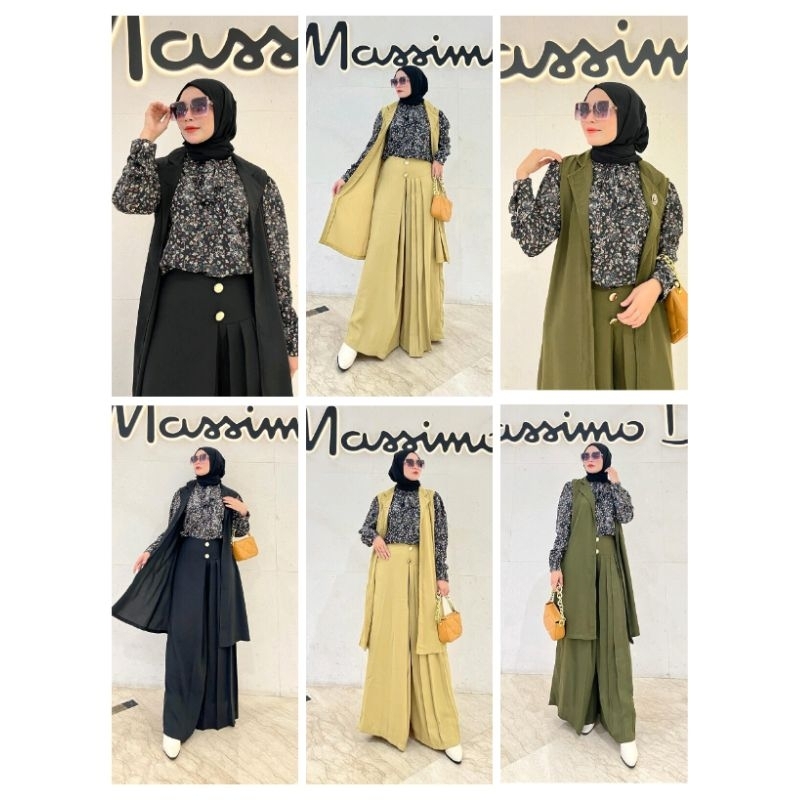 LENI SET DRESS 3 IN 1 VOL 5//100% ORIGINAL BRAND HAREEM SYARI//ZARA GARMENT PREMIUM KOMBINASI WOLLY 