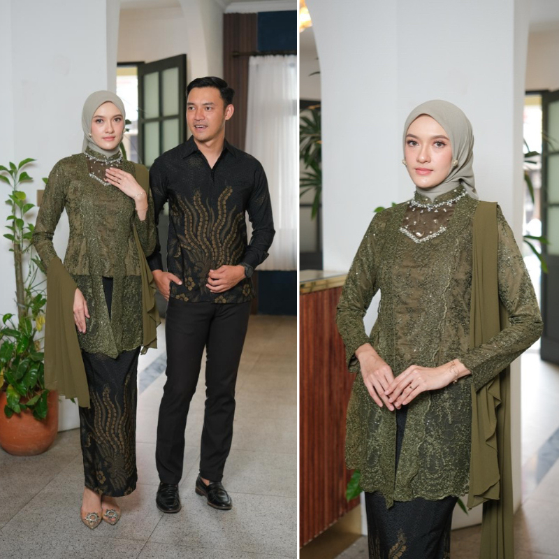 Kebaya Couple Kutu Baru Modern Kebaya Wisuda Set Lamaran Tunangan Batik Baju Couple Kondangan Terbar