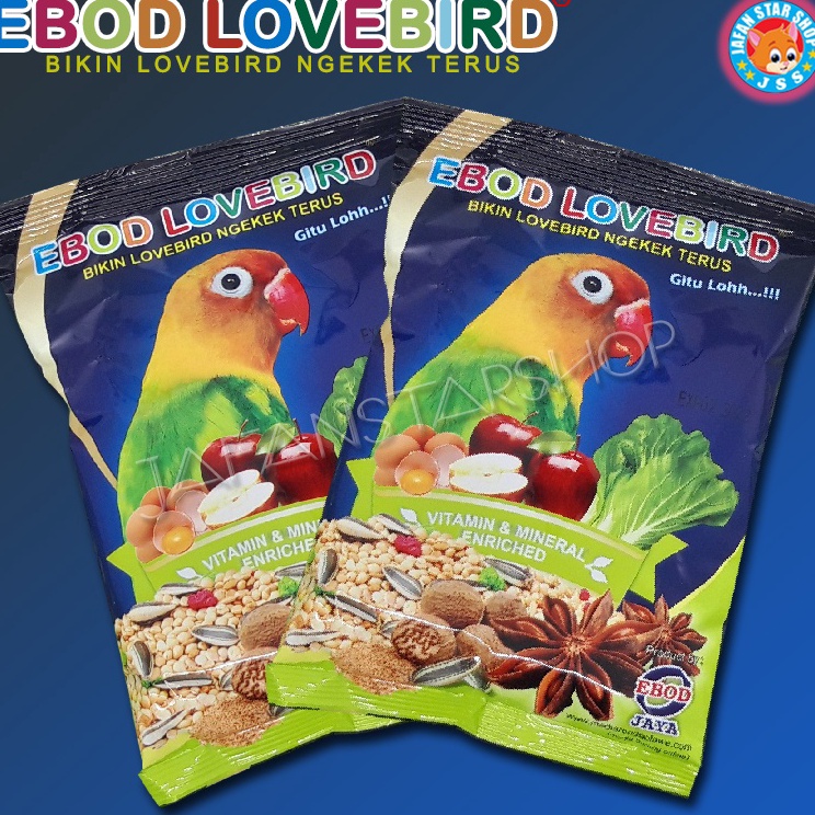 Grosir Ebod Lovebird Vitamin  Mineral Pakan Burung Lovebird Harian Kemasan Plastik