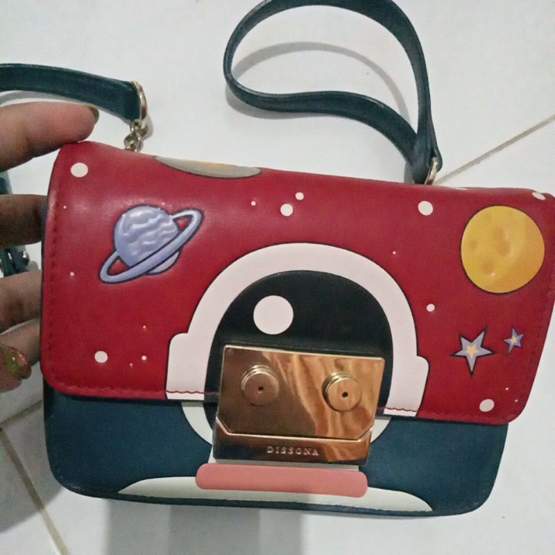 ( READY ) preloved dissona fashion unik tas second bekas leather kulit spidi