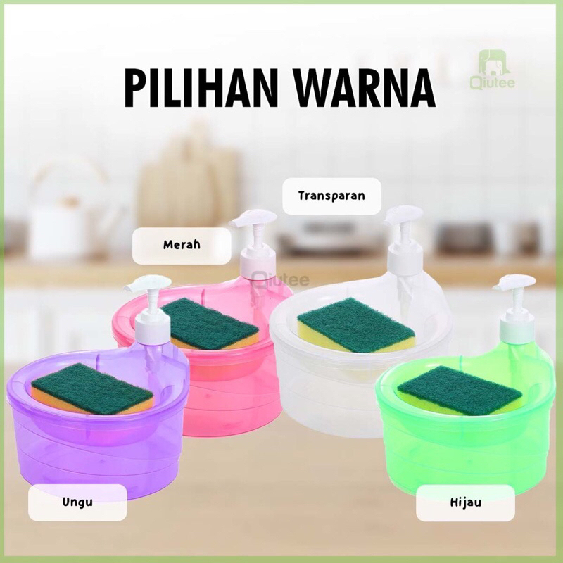 [TERBARU] Tempat Sabun Cuci Piring + Spons / Wadah Sunlight Model Bulat / Dispenser Botol Soap Pump