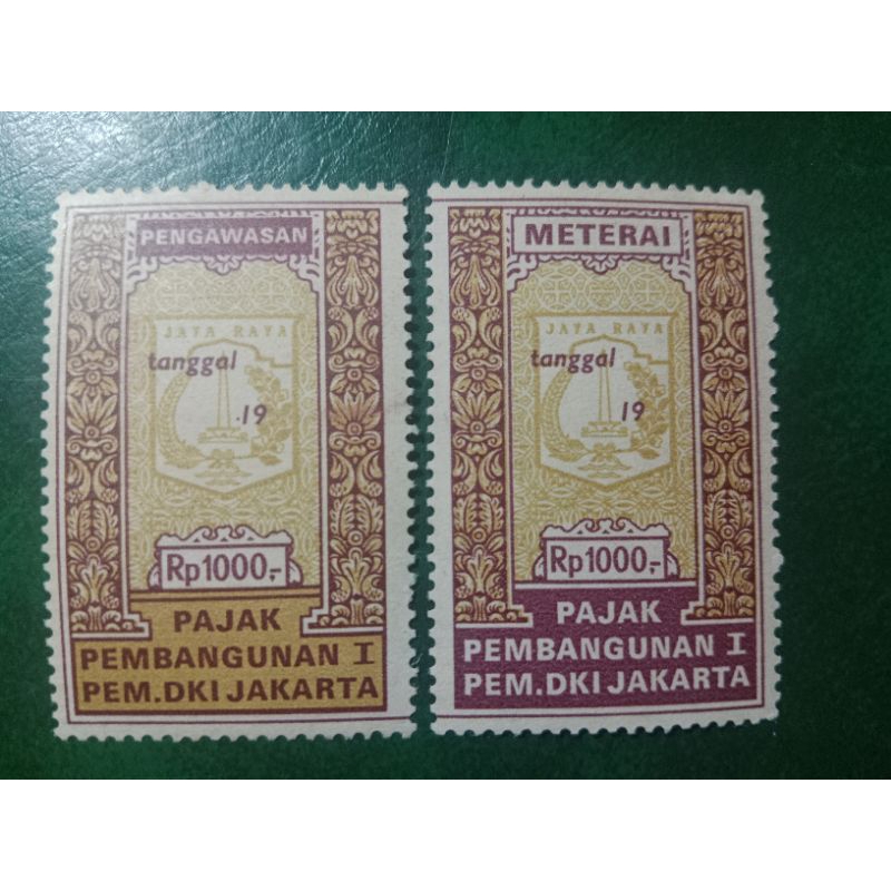 Dua pcs Materai 1000 rupiah tahun 1986