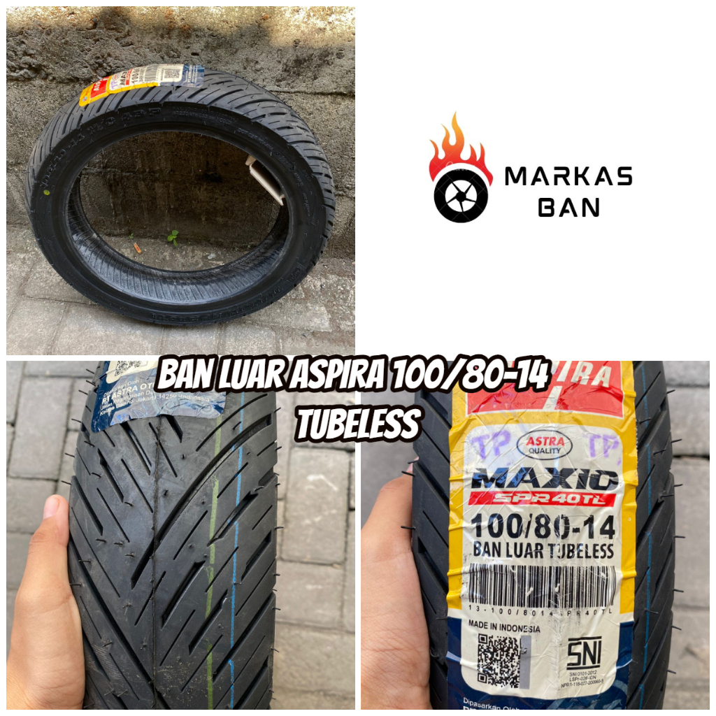 BAN LUAR ASPIRA MAXIO 100/80-14 TUBELESS || BAN LUAR MATIC 14 VARIO PCX BAN ASPIRA 100/80-14 TUBLESS