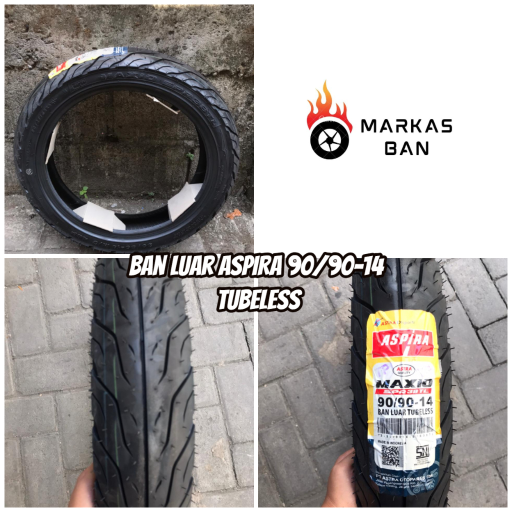 BAN LUAR ASPIRA 90/90-14 TUBELESS BAN LUAR MATIC BEAT VARIO GENIO || BAN LUAR ASPIRA 90/90-14 TUBLES