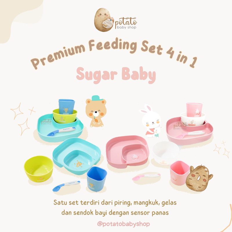 Sugar Baby Premium Feeding Set 4in1 - Peralatan Makan Bayi SugarBaby