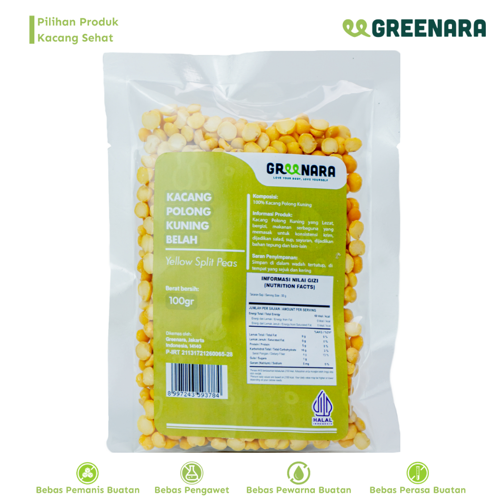 

Greenara - Kacang Polong Kuning 100gr / Yellow Split Peas