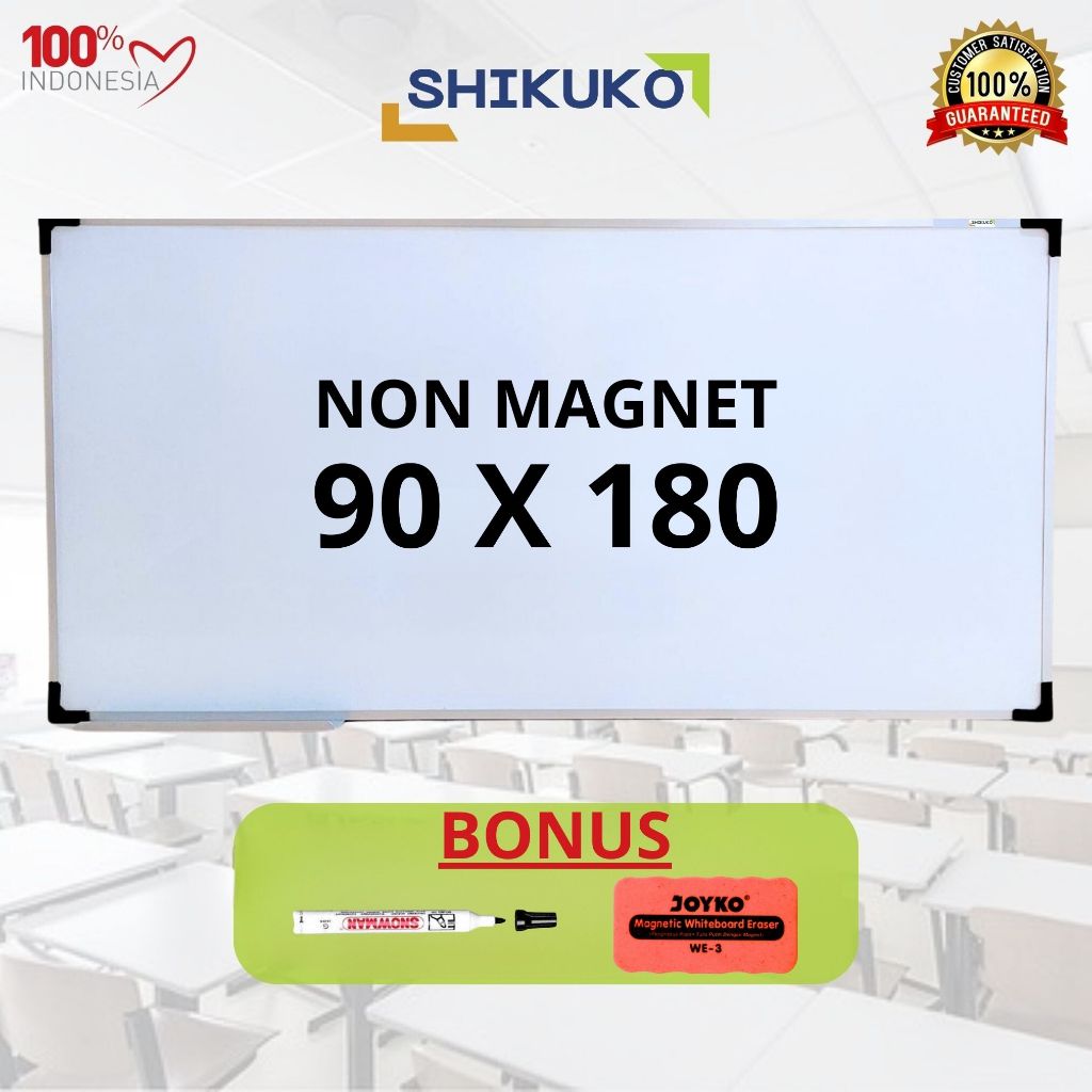 

Papan Tulis - Whiteboard Gantung Uk 90 x 180cm Papan Tulis Non Magnet SHIKUKO