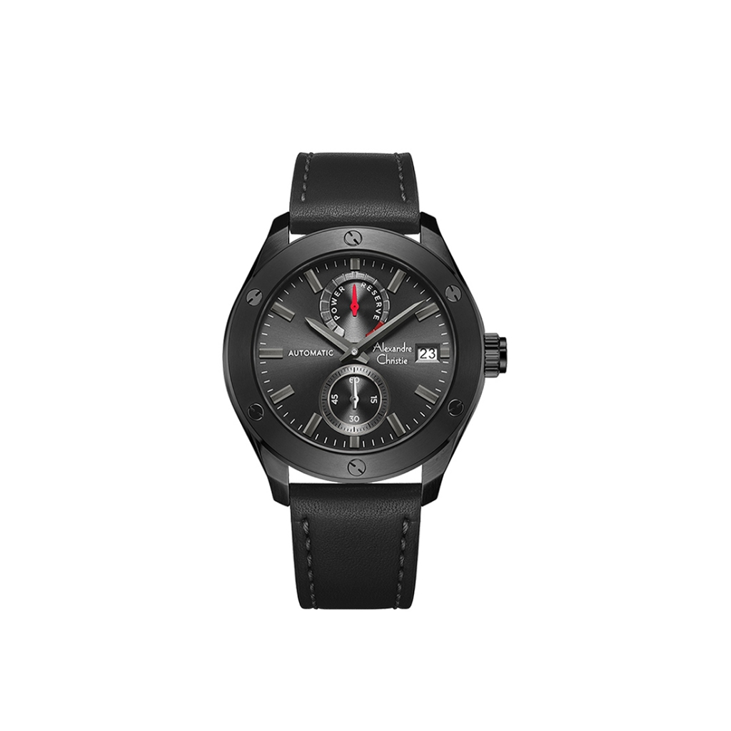 Jam Tangan Alexandre Christie AC 3044 Pria Otomatis, Diameter 44mm, Hitam, Stainless Steel