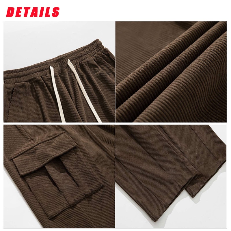 Big Promo Celana Cargo Corduroy Pria Jumbo Celana Panjang Pria Cowok Celana Karet Korduroy Cargo