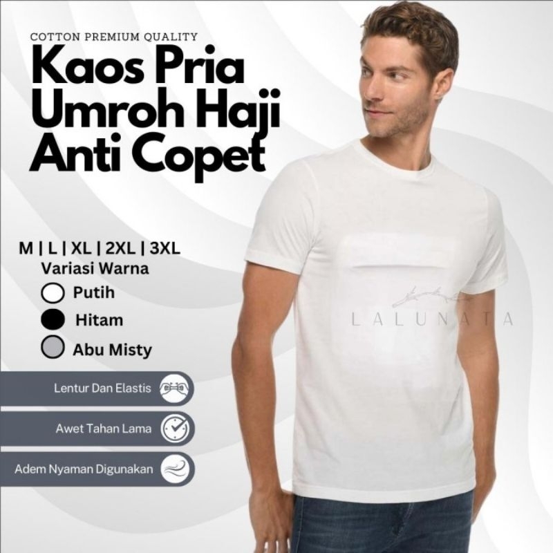 Kaos Haji Dan Umroh Pria/Kaos Haji Kantong Depan Pria/Kaos Oblong Haji