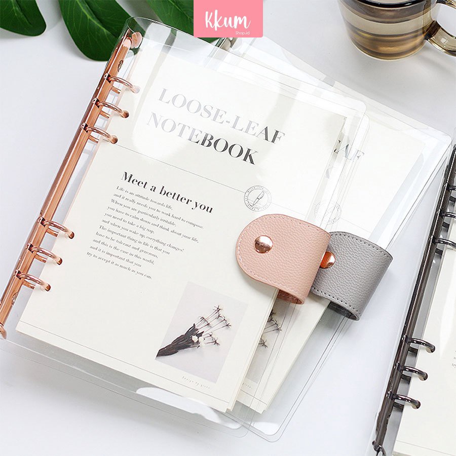 

MALL Elegant Binder A5 Transparan Binder with Clip Note Book Rose Gold Binder serbuuu