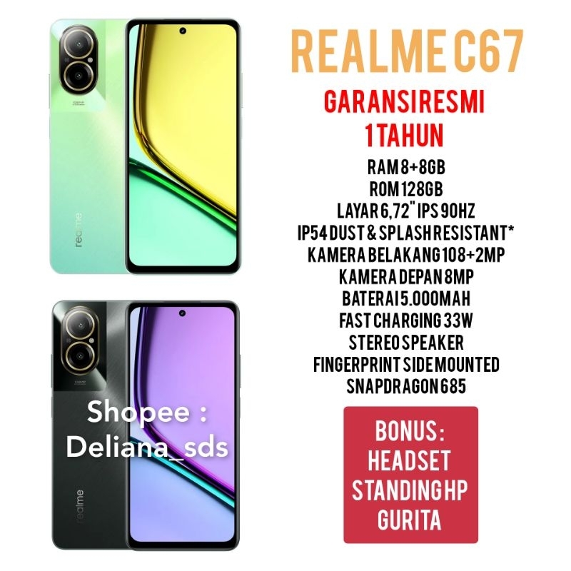 Realme C67 8/128 8+8/128 16/128 Garansi Resmi 1 Tahun Realme C67 8+8/128 Realme C67 16/128 Realme C67 NFC 8/128 Realme C67 NFC 8+8/128 Realme C67 NFC 16/128