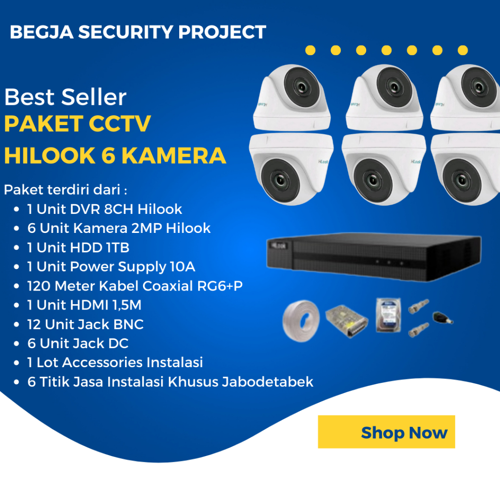 PAKET CCTV HILOOK 6 KAMERA/ PAKET CCTV ANALOG HILOOK