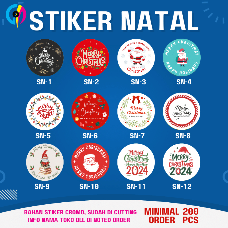 

Stiker Label Bulat Natal - sticker christmas [Cromo]