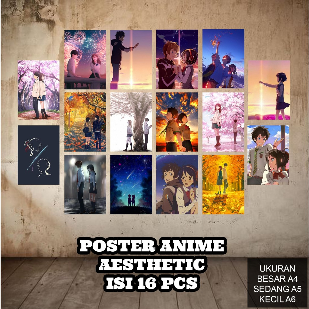 Poster Dinding Tema Anime Kartun Ukuran A4 A5 A6 | Isi 16 PCS Poster Aesthetic  [R48] Poster Dinding