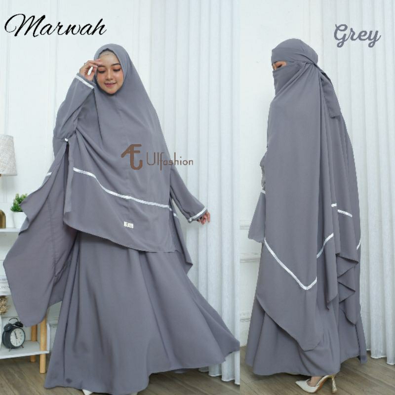 Gamis Syari Wanita Gamis Set Khimar Gamis Cadar Marwah Syari Bahan Wolfish Luxury