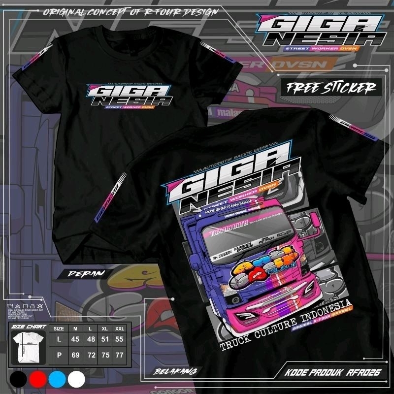 KAOS GIGANESIA RFR026 KAOS ANTI GOSIP KAOS TRUK MANIA KAOS DRIVER MUDA KAOS TRUK DEWASA