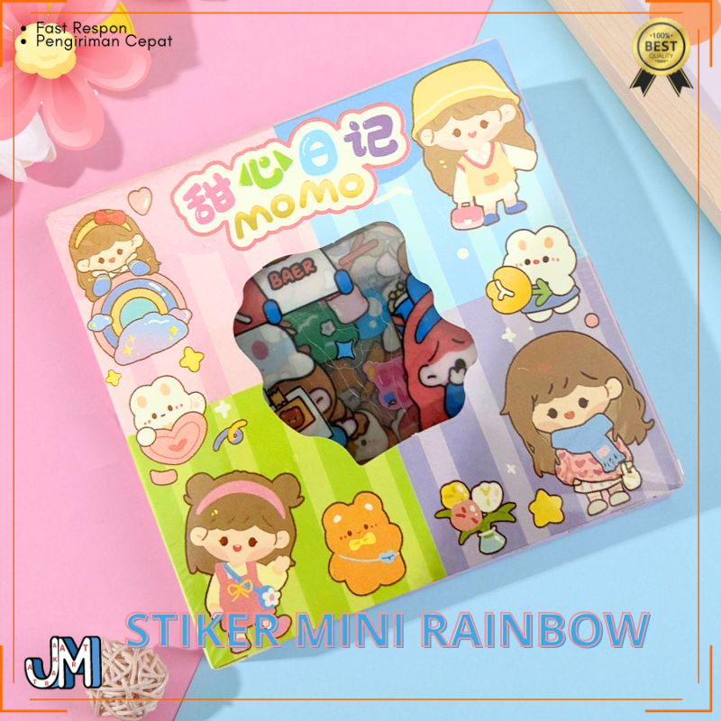 

100 Lembar Stiker Mini Mix Warna Motif Kartun Korea Lucu Anti Air Dekorasi Handbook Scrapbook DIY JMT