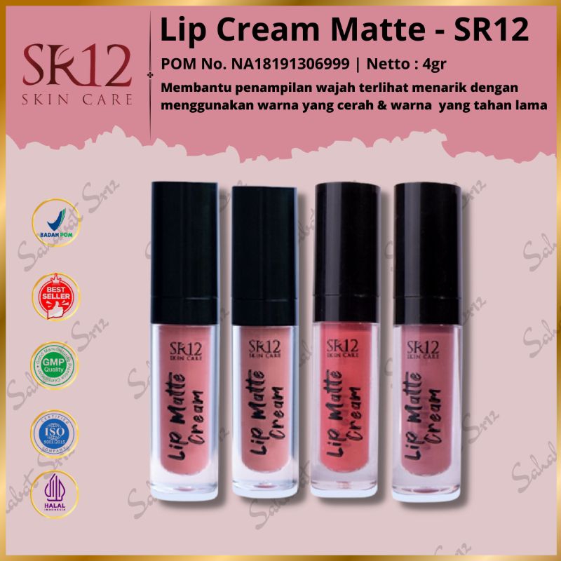 Sumbar - Cod bisa - TERLARIS.. SR12 LIP MATTE CREAM BPOM / LIPSTIK MATTE MAKE UP/  BEBAS PARABEN, TA