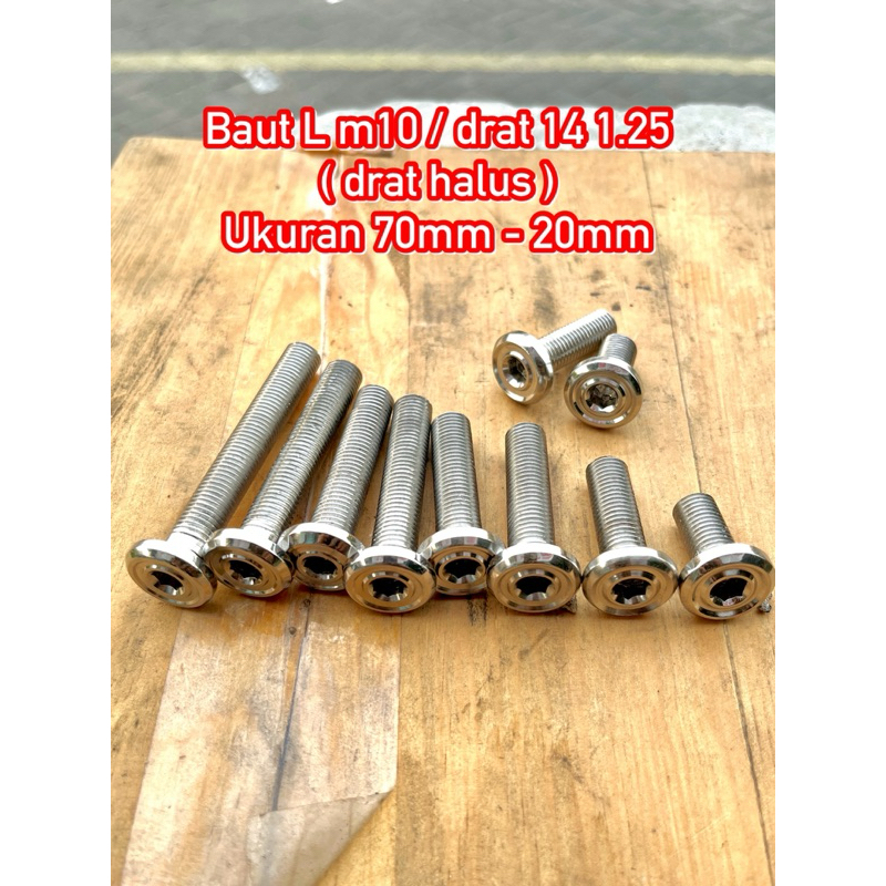 baut L m10 baut 14 drat halus / baut breket kaliper baut kaliper fizr baut 14 stenlis ptobolt