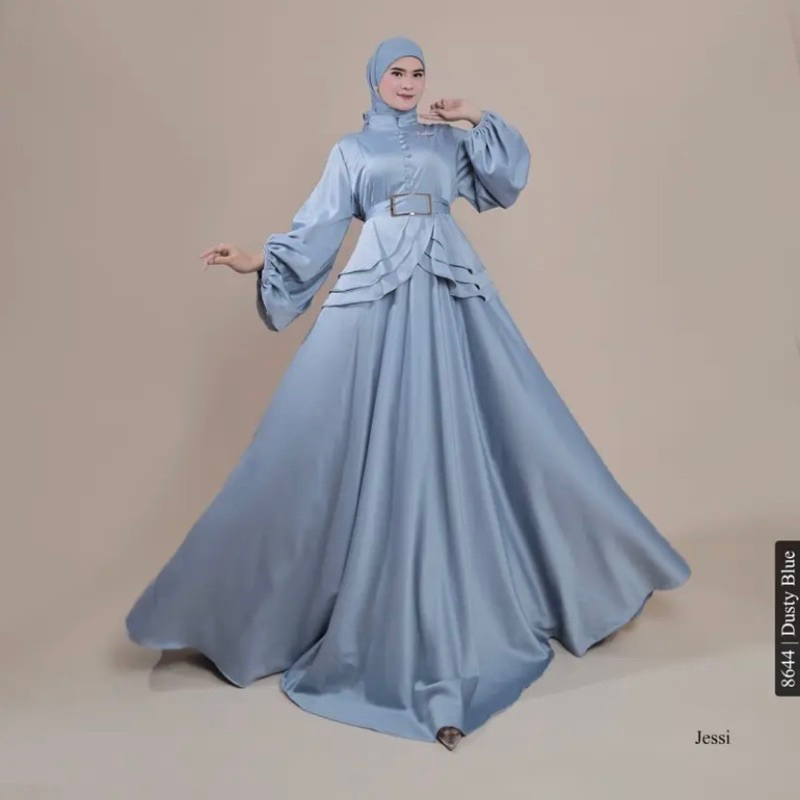 Jessi dress gamis || busana muslim wanita dress casual satin silk