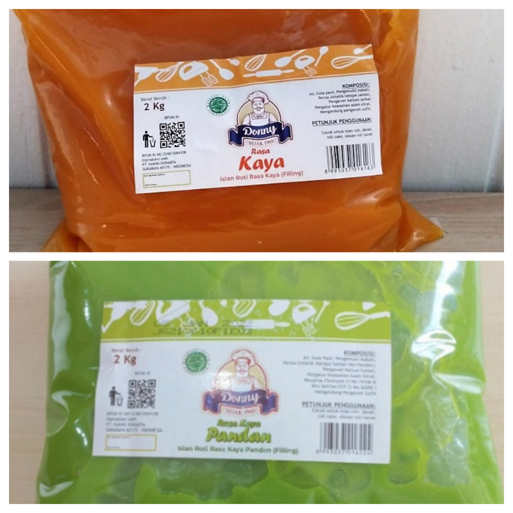 

2Kg Donny Isian Roti Bread Filling 2 Rasa Kaya & Kaya Pandan / Hijau & Kuning