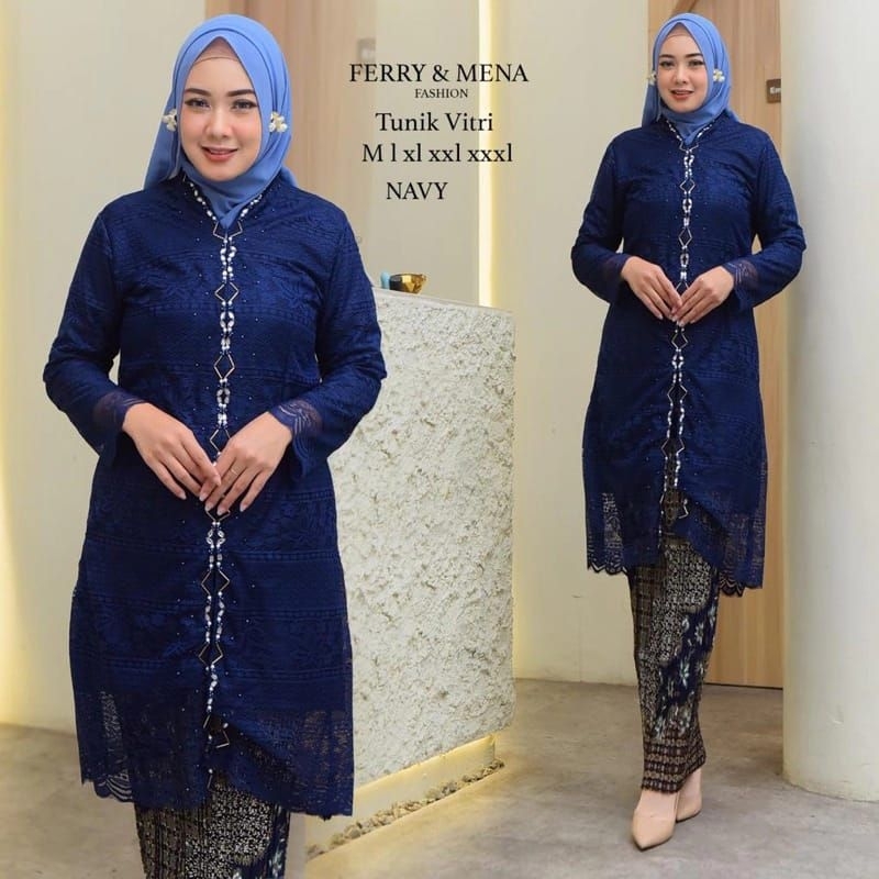 New Tunik Fitri Payet Busui | Set Kebaya Brokat Payet | Kebaya Modern