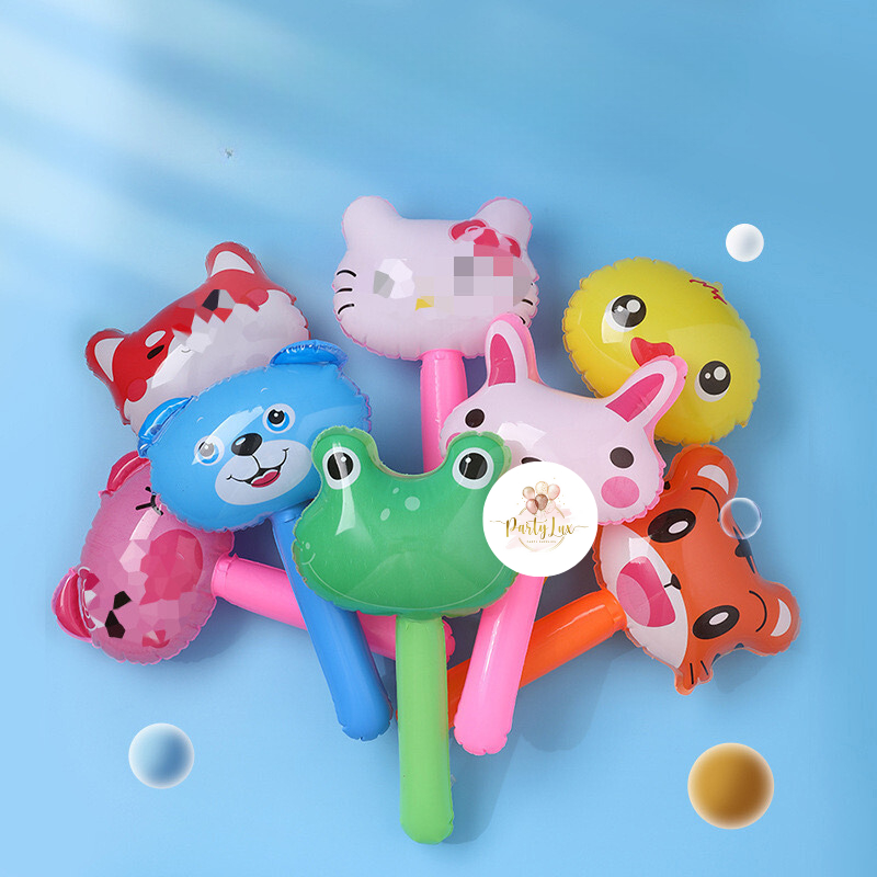Balon Palu Kerincingan Anak / Balon Pentungan Panjang PVC Karakter / Balon Tongkat Panjang