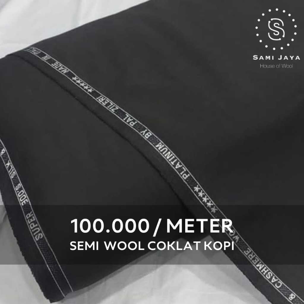 Kain Bahan Jas & Celana Wedding PalZ Semi Wool Doff Warna COKLAT KOPI