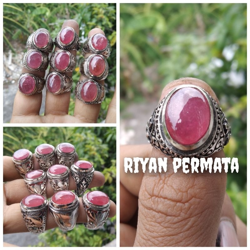 Natural cincin batu permata Ruby Mozambique kristal