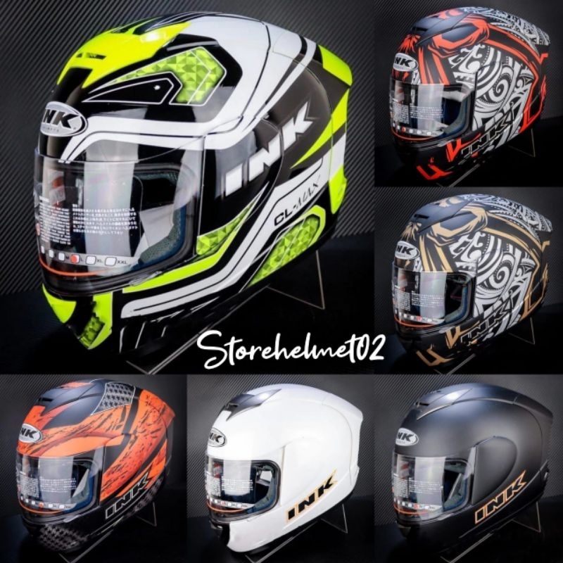 Helm Full Face INK CL MAX Motif #5 Yellow Fluo|ink cl max seri 5