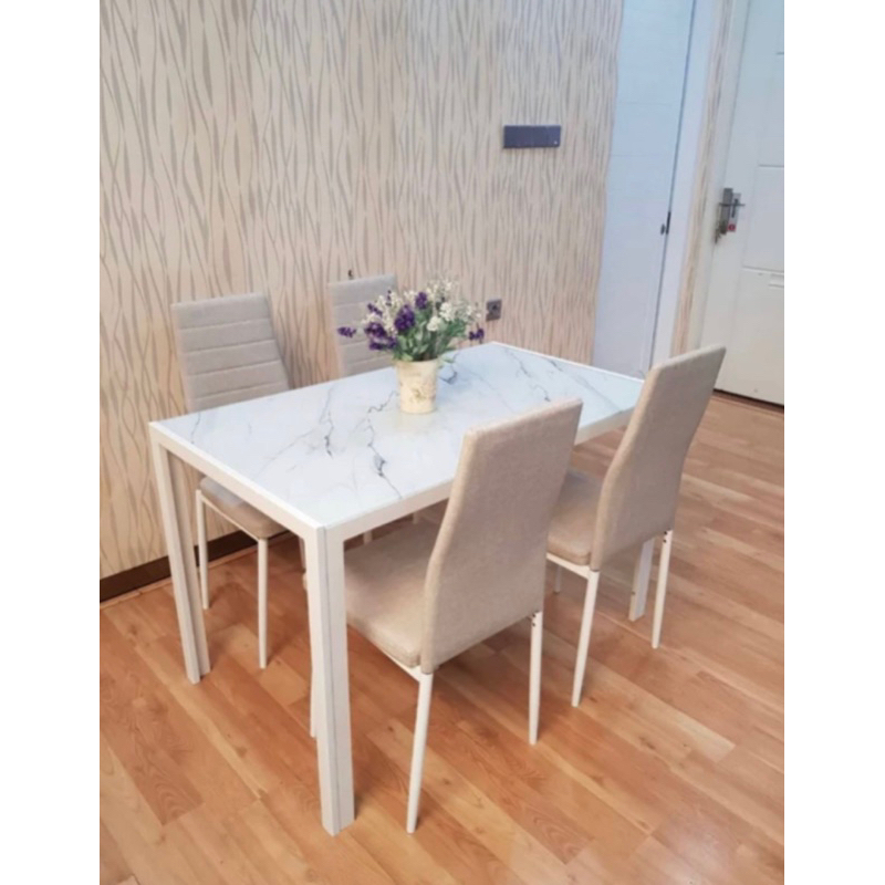 MEJA MAKAN MARMER MINIMALIS KURSI 4