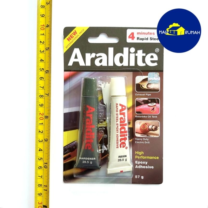 Lem ARALDITE HITAM Epoxy 5menit Lem Besi Campur BLACK Knalpot - 4menit Premium