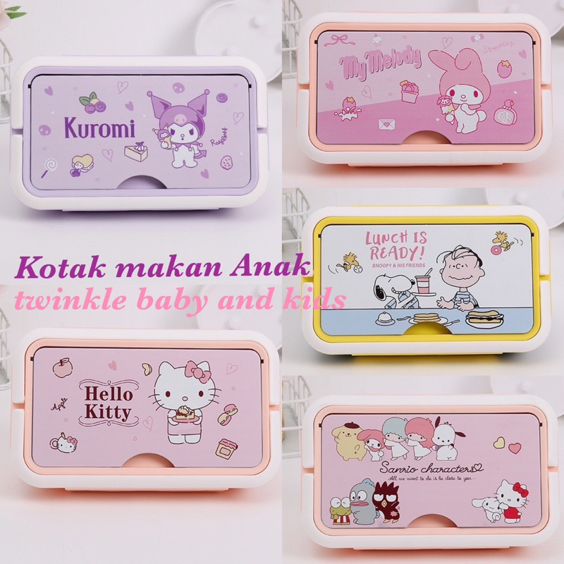 TEMPAT KOTAK MAKAN ANAK KARAKTER LUCU PRINCESS MY MELODY HELLO KITTY KORUMI SNOOPY TWIN LITTLE STAR 