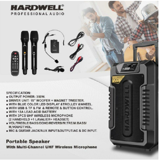 Speaker Portable aktif Hardwel 15 inch TURBOVOICE 15 PRO ori