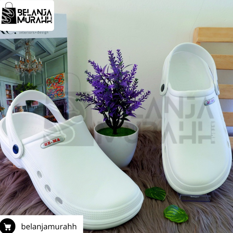 SALE Sandal Sepatu el CROCS Putih Sandal KODOK HEMA Putih Sandal Baim Sendal PERAWAT Sandal MEDIS  B
