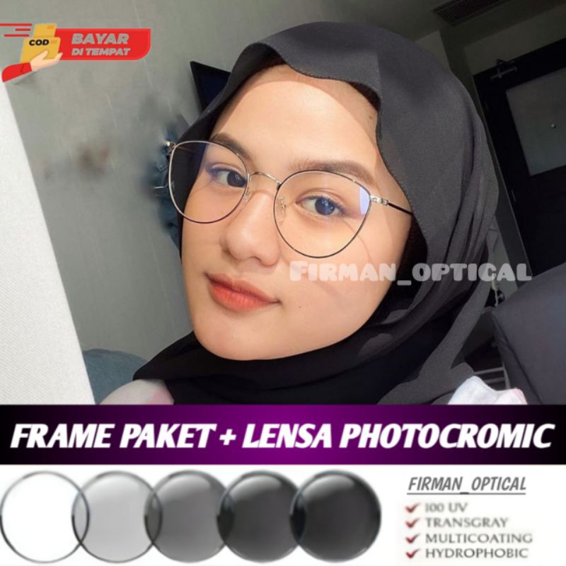 Frame kacamata Cat Eye titanium // kacamata paket lensa+photocromic // kacamata minus & normal