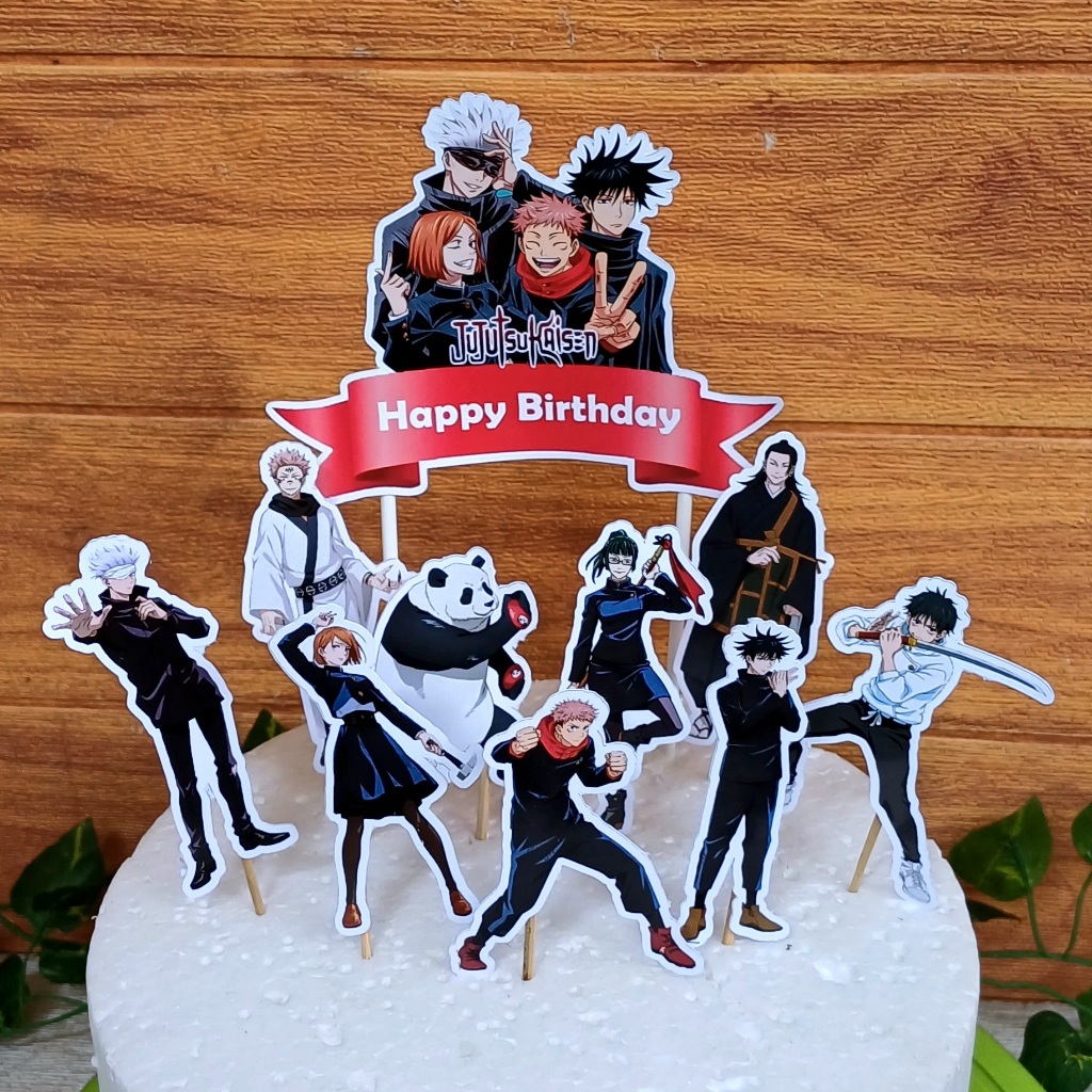 Toper Jujutsu Kaisen Custom Nama untuk Hiasan Kue Ulang Tahun / Ultah Anak Karakter (Topper Cake)