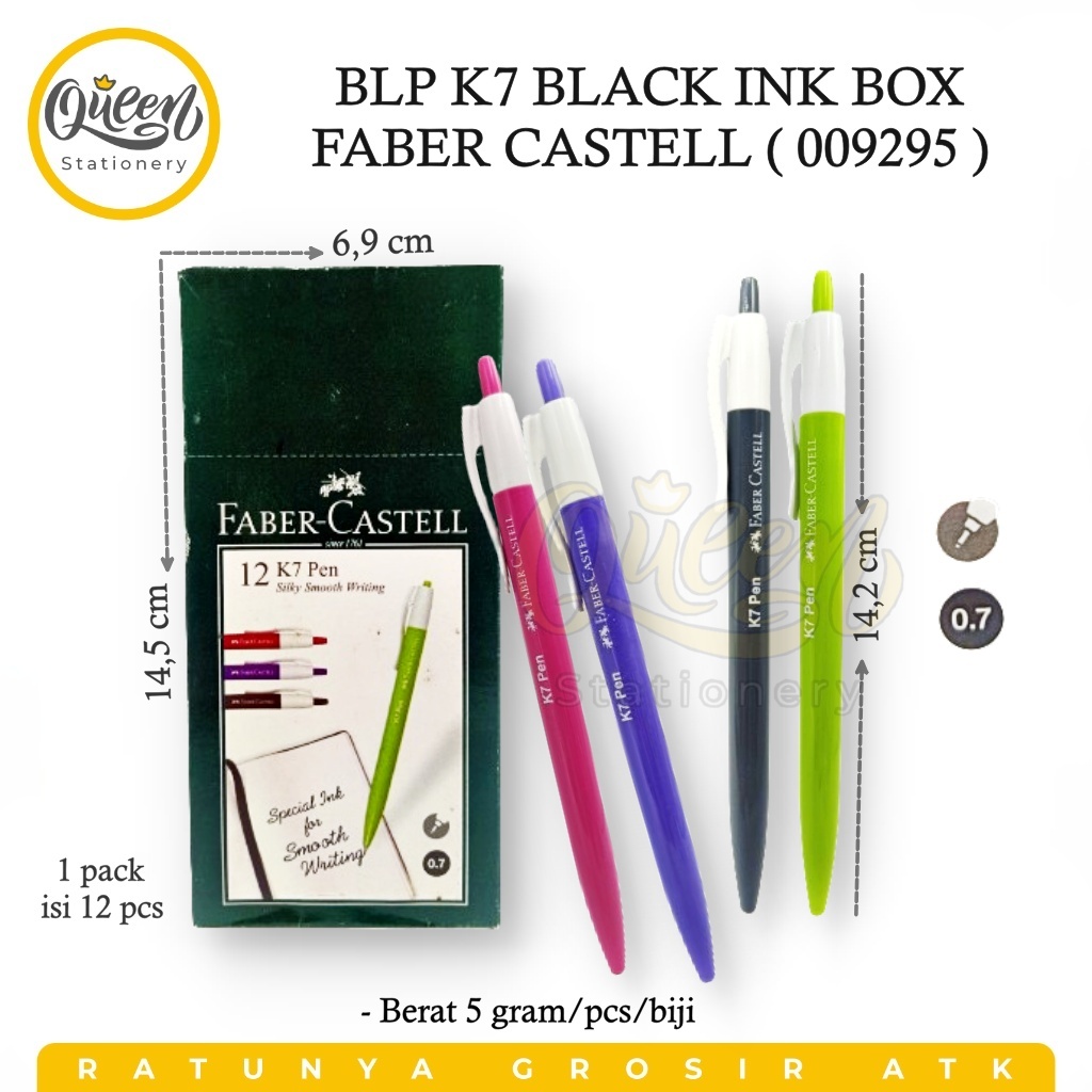 

1 PCS BOLPEN K7 BLACK INK BOX FABER CASTELL (009295) - PULPEN 0.7 HITAM