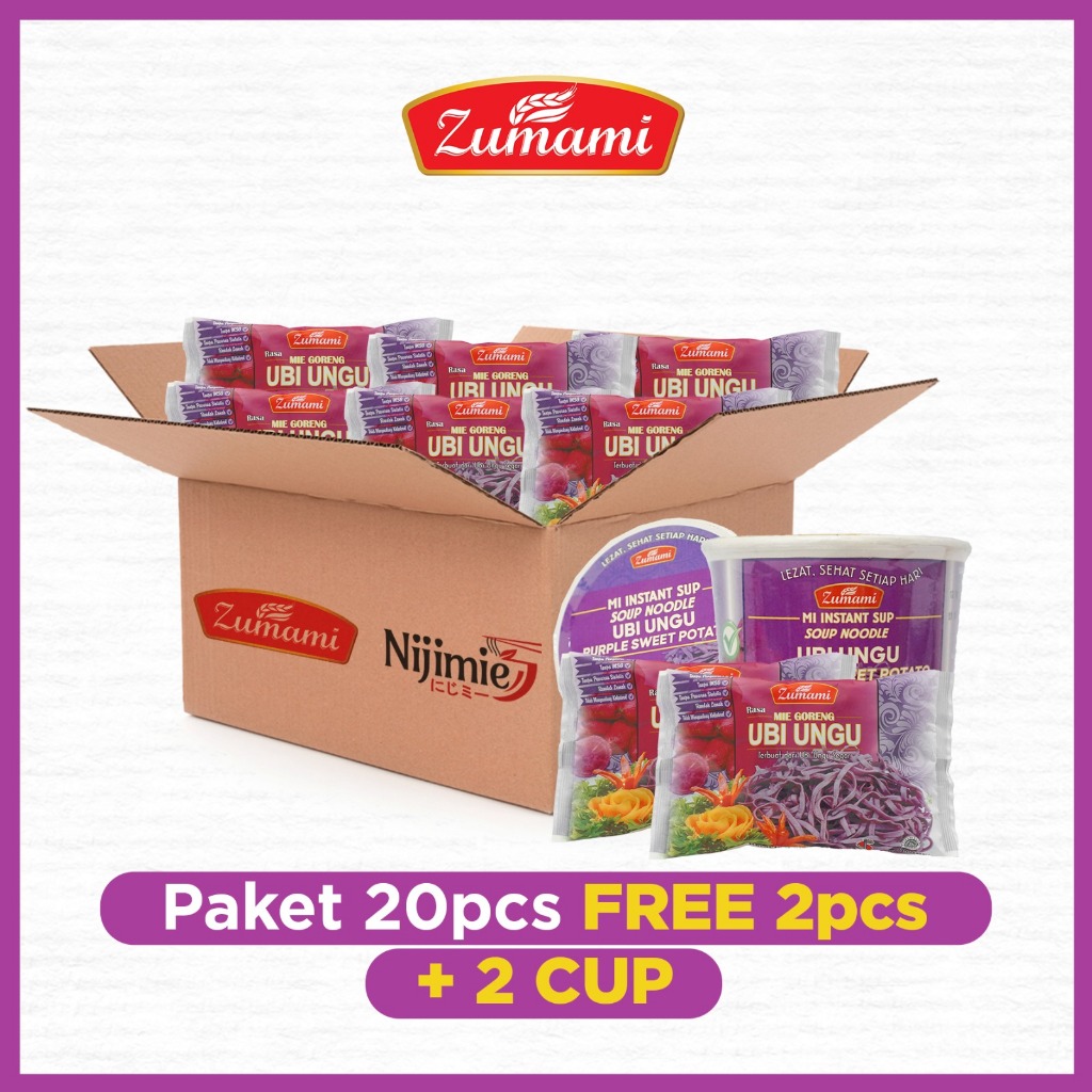 

PAKET MIE GORENG SAYUR ZUMAMI UBI UNGU ISI 20 PCS FREE MIE GORENG 2 PCS PLUS MIE CUP