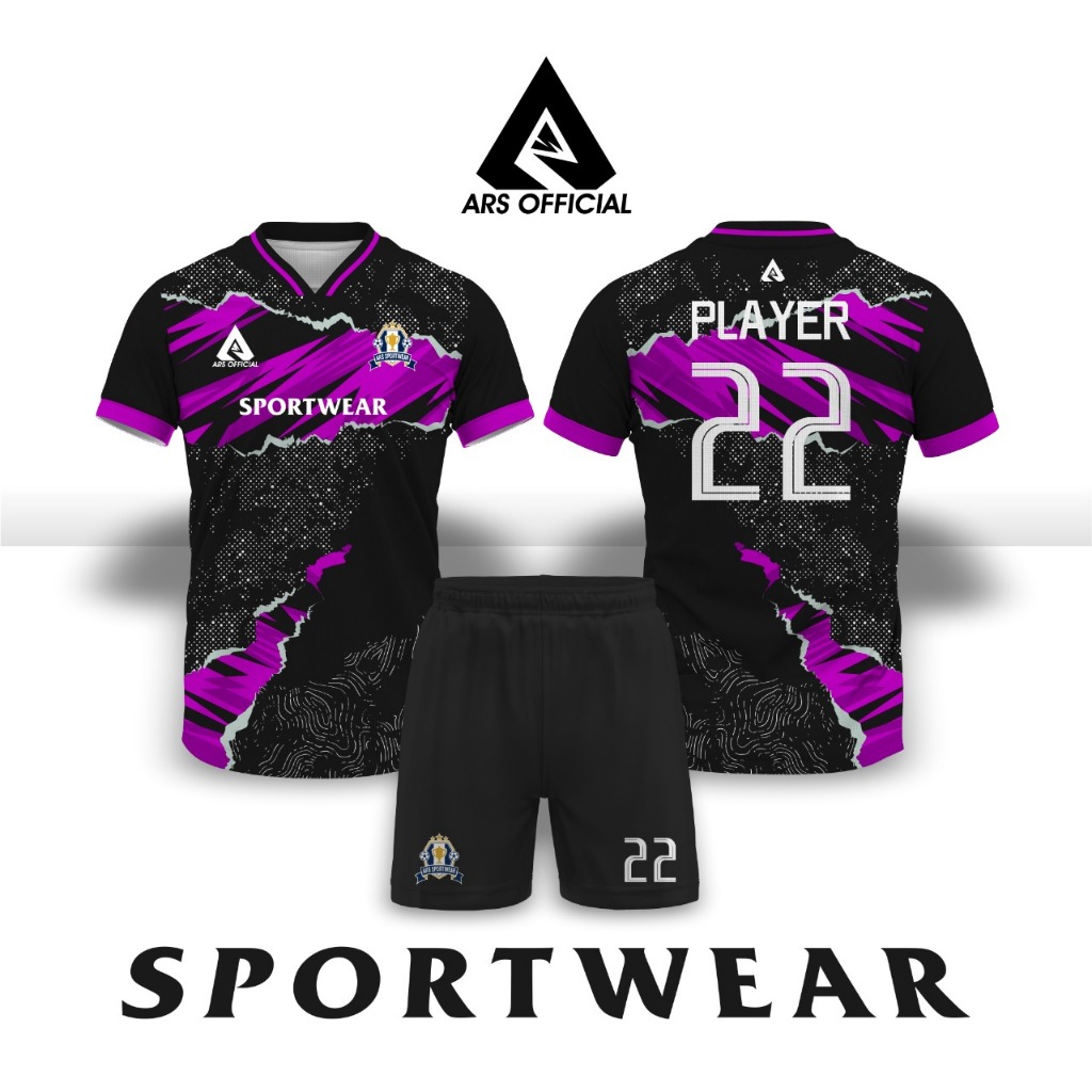 JERSEY FUTSAL & JERSEY SEPAK BOLA PRINTING ARS PURPLE ABSTRAK