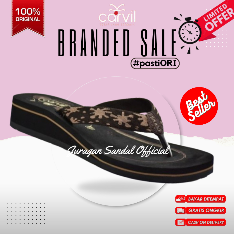 Carvil Della-L | Carvil Puspita-L | Sandal Wedges Spons | Sendal Wedges Wanita Original 100%