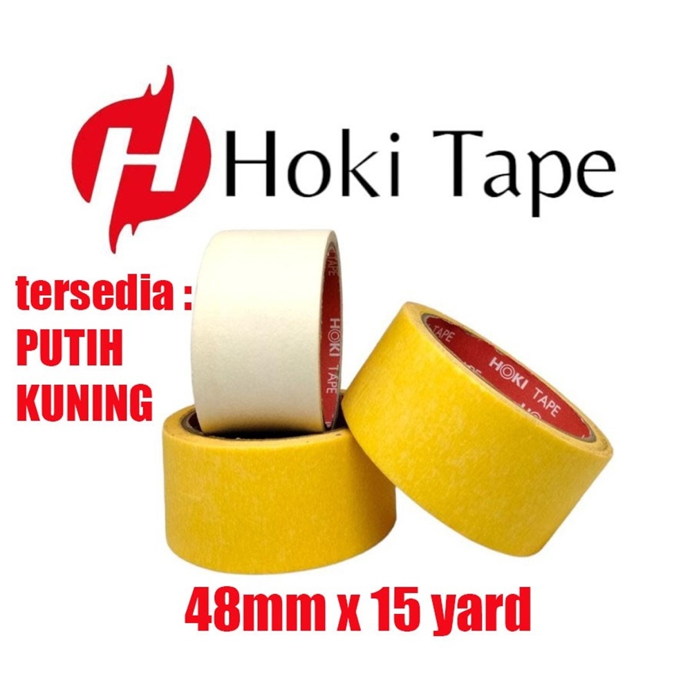 

Lakban kertas 48 x 15yard Masking tape isolasi putih kuning hoki