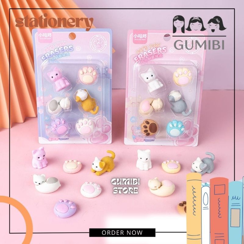 

PENGHAPUS MINIATUR KUCING PENGHAPUS 3D KUCING CUTE KARET PENGHAPUS PENSIL CUTE CAT 1 BOX ISI 6 PCS