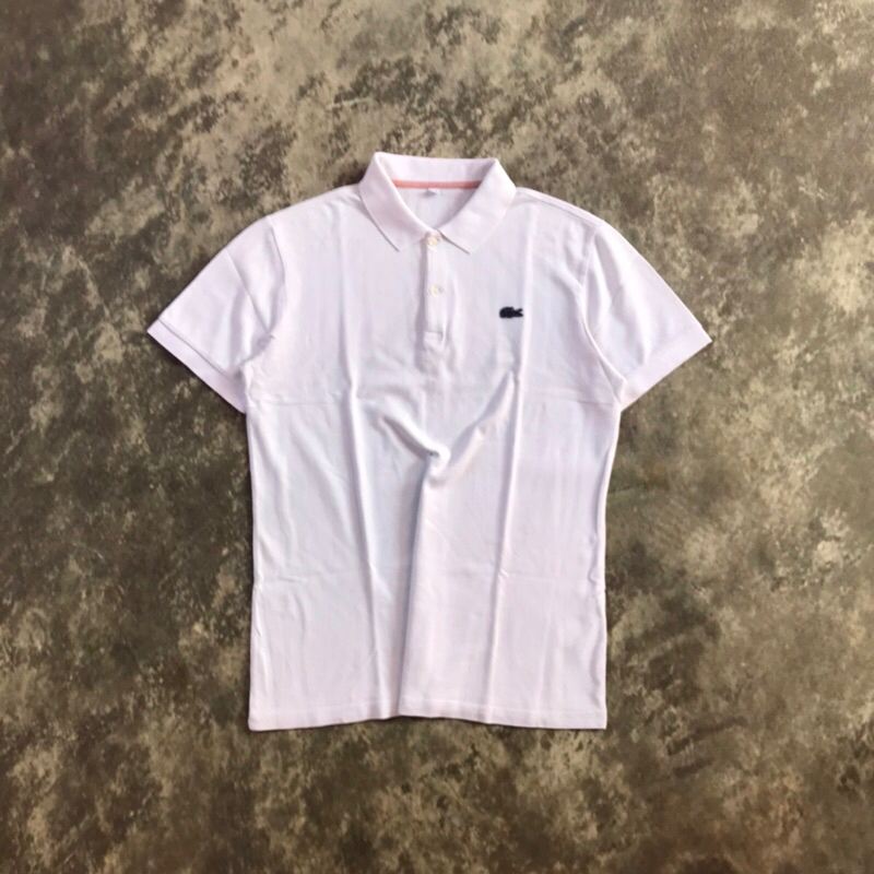 POLO SHIRT LACOSTE BASIC BLUE LOGO (WHITE) ORIGINAL SECOND