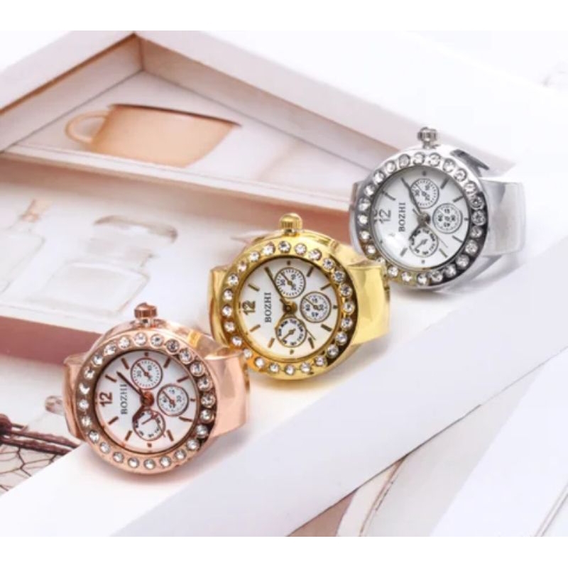 jam cincin  wanita tampilan paling elegan | jam cincin kurasa super keren | Bonus kotak cincin Batre